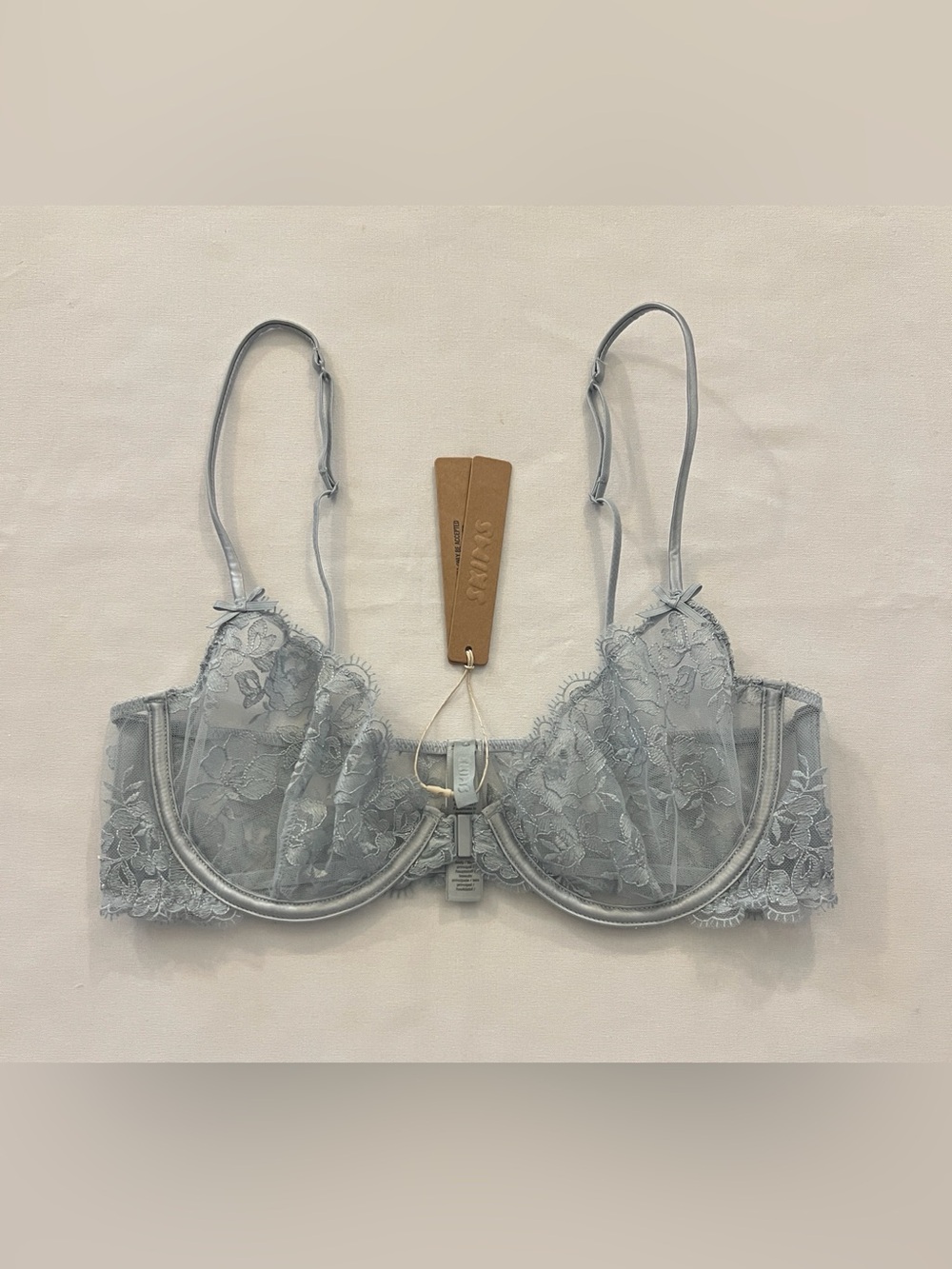 SKIMS EMBROIDERED LINGERIE FRONT CLOSE UNLINED BRA